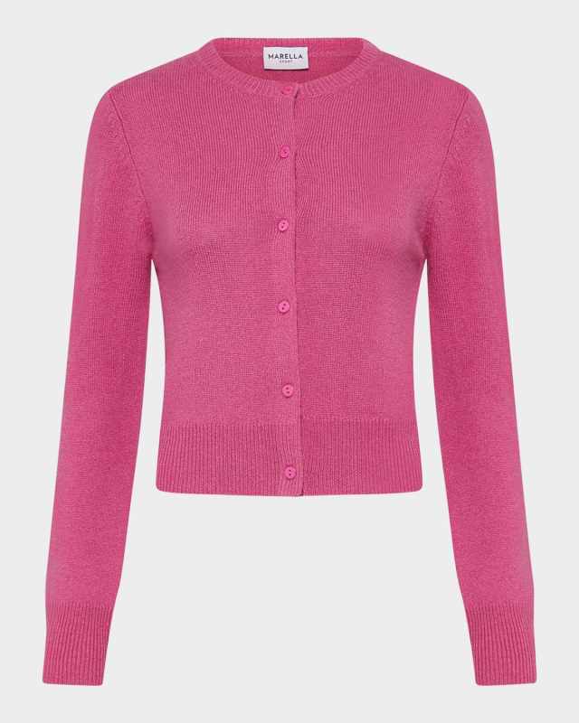 Graphic Crewneck Wool-Cashmere Cardigan